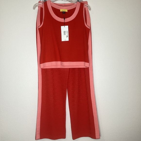 St. John Pants - St. John NEW Wide Leg Side Stripe Track Pants & Tank NWT Lg